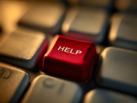 Help Button on Keyboard Emphasizing Urgency and Support Needs