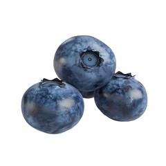 Obraz premium Three Fresh Blueberries Isolated on White Background