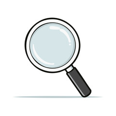 Illustration of a classic magnifying glass with a black handle used for exploring details and searching thoroughly