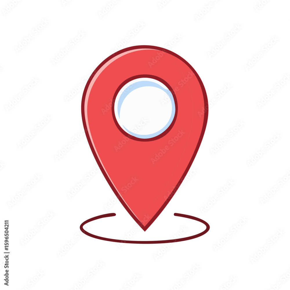 Poster isolated red map pointer on a white background shows location finding and navigation with circle und
