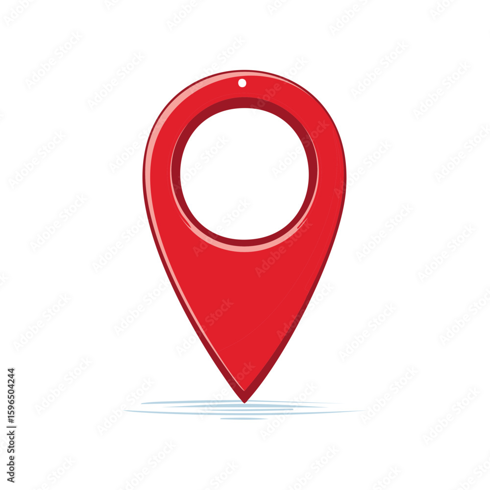 Poster red location pointer icon with circle center - navigation concept symbol on white
