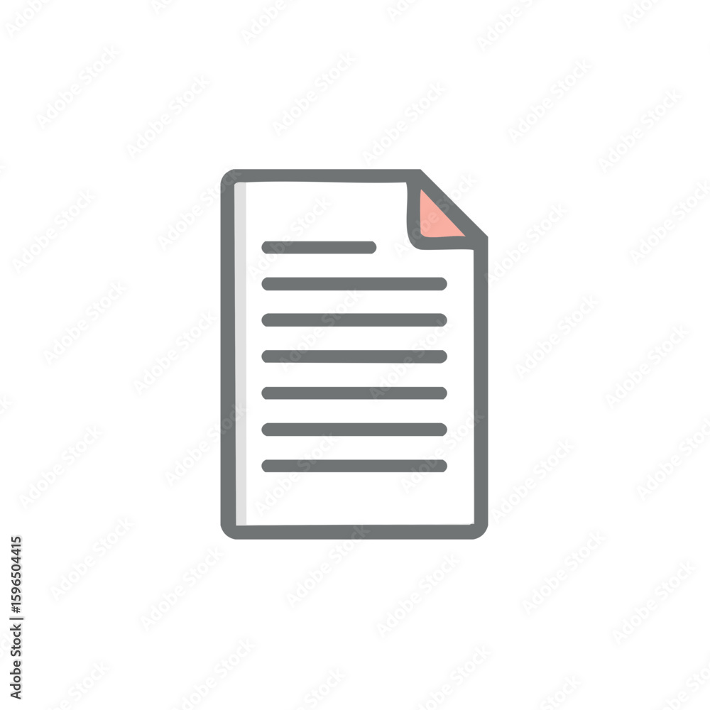 Poster document icon depicting data sheet with text lines and corner folded