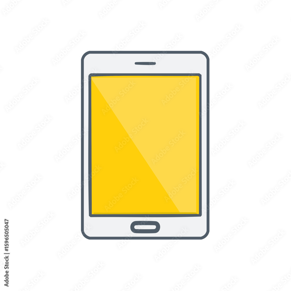 Aufkleber modern mobile phone with yellow screen vector illustration simple design for app icons and presentat