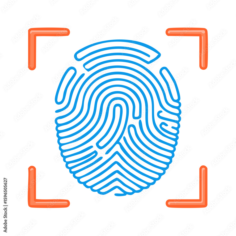 Poster modern fingerprint scan illustration for security and authentication vector icon