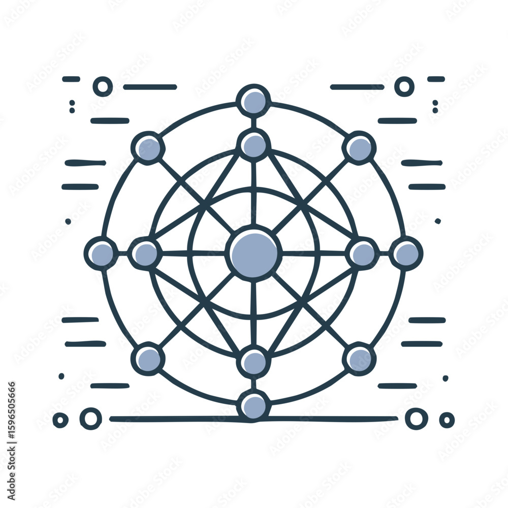 Poster abstract geometric pattern of circles connected by lines symbol
