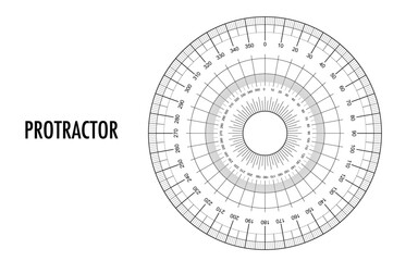 A protractor tool used to measure and draw angles typically a semicircular or circular