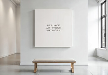 Frame Interior Canvas Wall Art Poster Room Mockup Template Blank Paper Texture