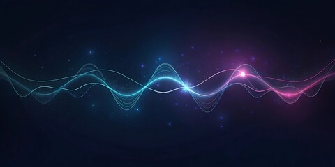 Fototapeta premium A vibrant abstract wave of glowing blue and pink particles dancing in the dark.