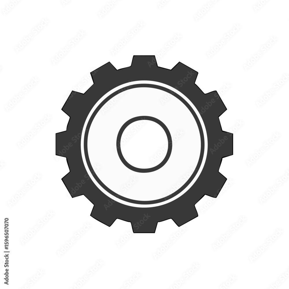 Poster isolated gray cogwheel icon depicting machine component with a sleek and modern design