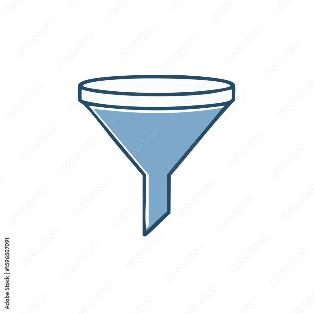 Aufkleber stylized blue funnel illustration depicts filtering or separation process in a clean vector format f