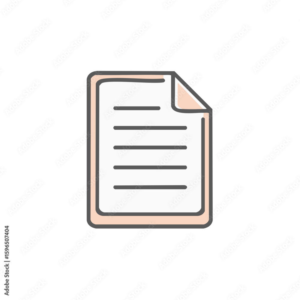 Poster minimalist document icon with lines and a folded corner providing visual metaphors about writing or 