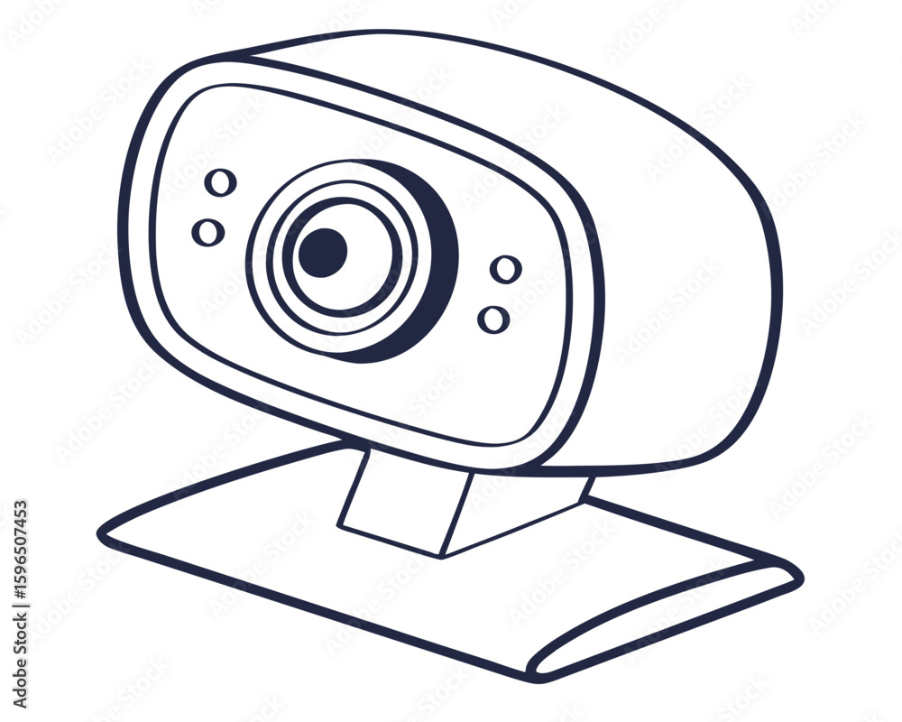 Fototapete Simple vector illustration of a webcam device isolated on a white background for design elements.