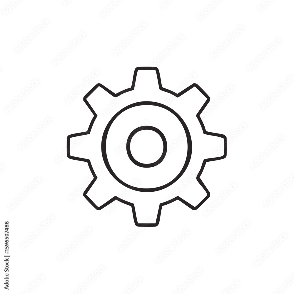 Poster cogwheel outline icon for engineering or tech projects vector design element