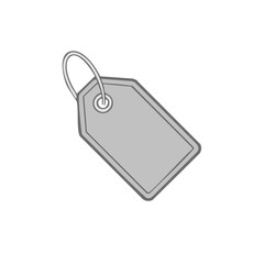 Fototapeta premium Gray hanging price tag with metal loop for sales retail or business icon