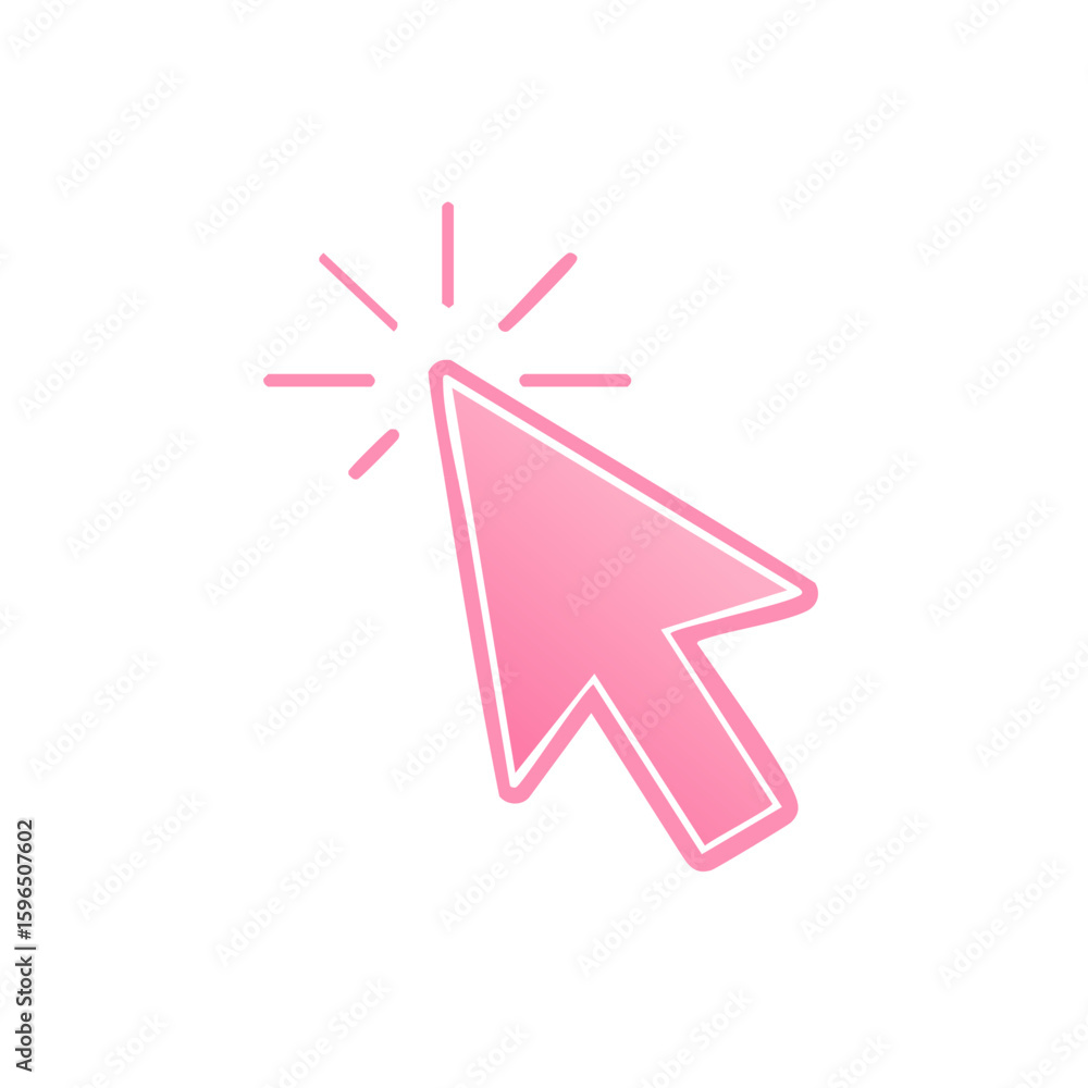 Poster pink arrow cursor clicking action displaying pointer and selection on a digital interface