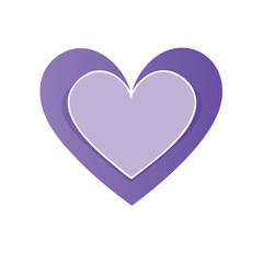 Isolated double lavender purple hearts on white, vector love illustration