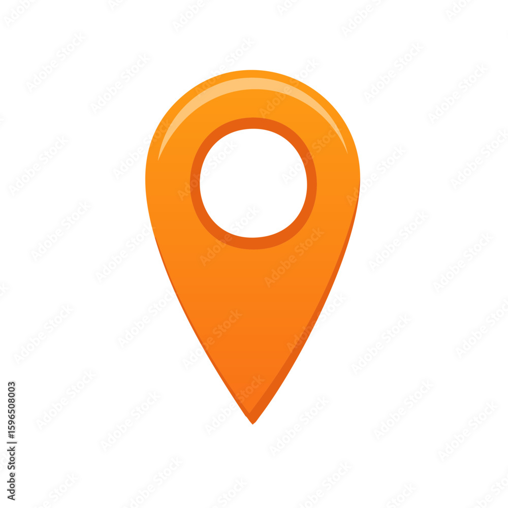 Poster vibrant orange location pointer icon illustration with a sleek, modern design for navigation and map