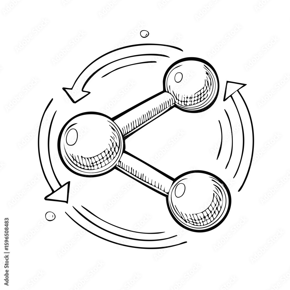 Poster connected spheres with arrows for communication networking or sharing concept