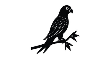Black silhouette of a parrot perched on a branch