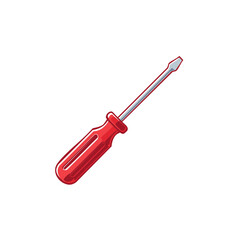 Isolated Red Flathead Screwdriver, Hand Tool, Mechanic Tool, Repair Equipment, Construction, Hardware