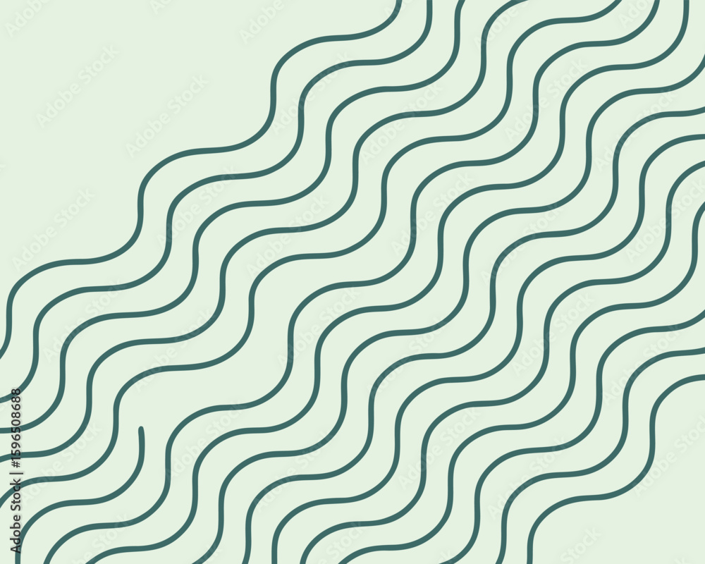Poster abstract green wavy lines pattern design on a pale background representing modern elegant style.