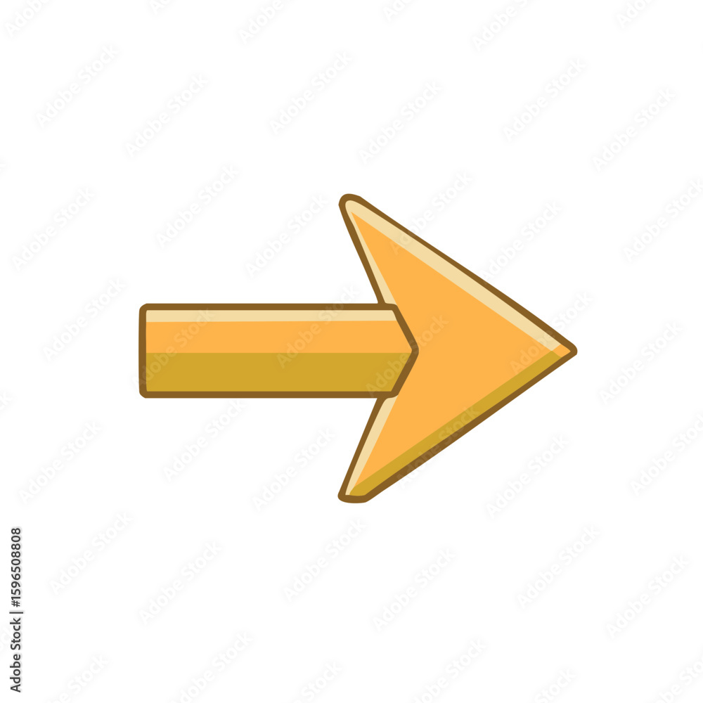 Poster bright yellow arrow sign pointing right directional indicator guidepost navigation aid