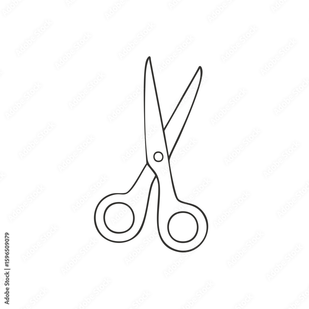 Aufkleber minimalist outline of open scissors tool ready for cutting projects