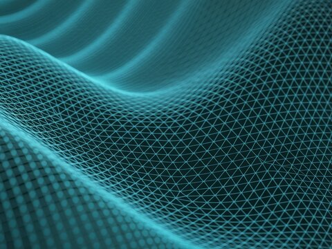Teal wave grid abstract background blue