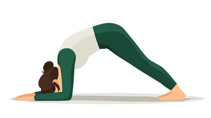 Woman Performing Yoga Downward Facing Dog Pose Pixel Art Illustration