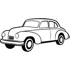 vintage car outline on white 