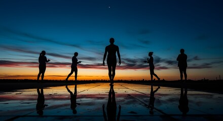 Silhouettes at Sunset: A Reflective Moment
