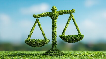 Obraz premium A balance of justice depicted by a stylized scale made of foliage.