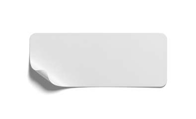 White Rectangle Sticker, Rounded Corners, Isolated Element, Transparent Background