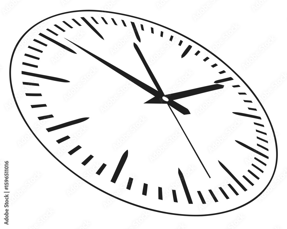 Poster isolated monochrome drawing of a clock face showing the passing of time and deadlines.