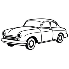Fototapeta premium vintage car outline on white 