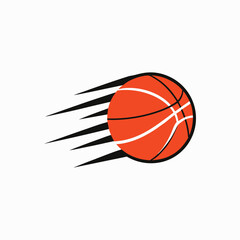 flying basketball in motion vector