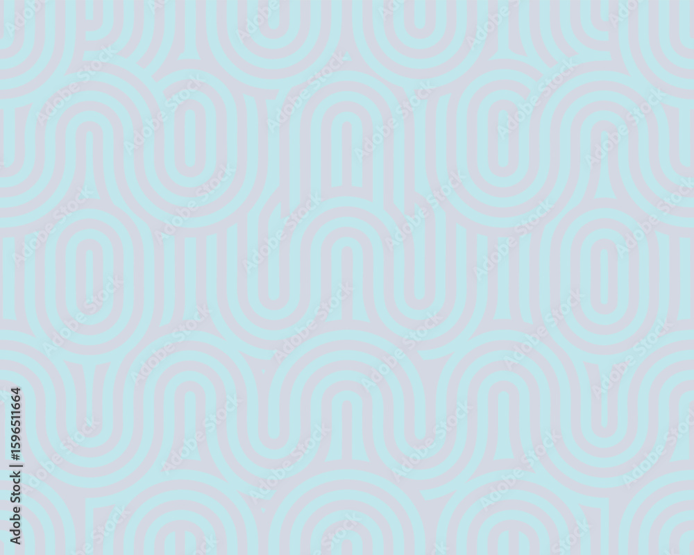Poster repeating pattern with geometric u shape arcs in a pastel blue and lavender color scheme.