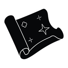 Rolled up black paper with stars and clover symbols