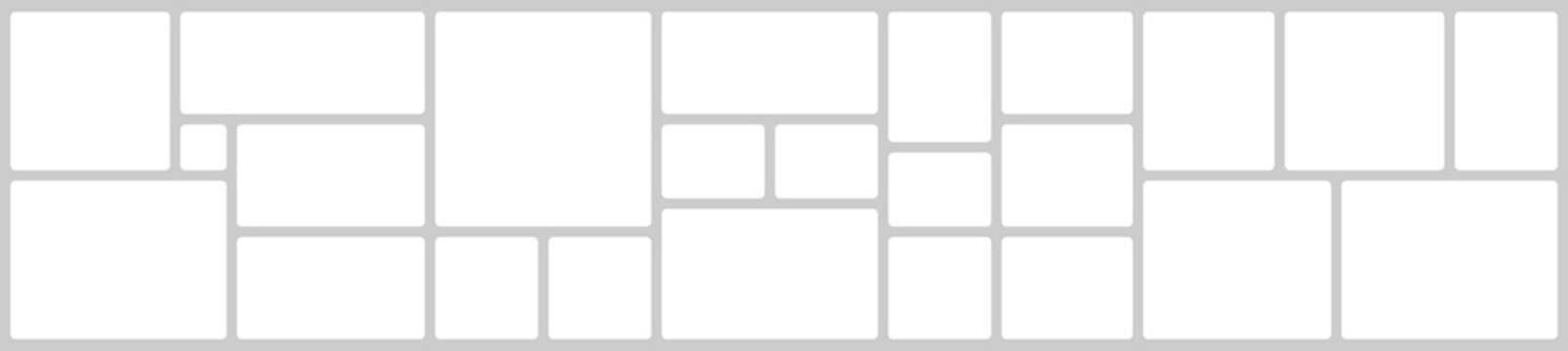 Vector collage for photos. Picture frame. Vector blank in bento grid system