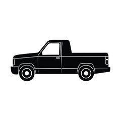 Black silhouette of a classic pickup truck viewed from the side