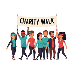 Cartoon Charity Walk Group