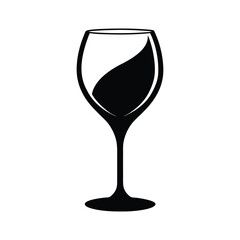 Black silhouette of a wine glass with red wine