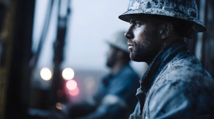 Worker operating hinery at a drilling site