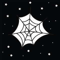 Spider web on black background. Halloween icon. Vector illustration. Flat design.