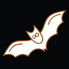 Bat icon. Halloween symbol. White circle on black background. Vector illustration.