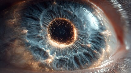 Close-up of an eye, vibrant colors, intricate detail