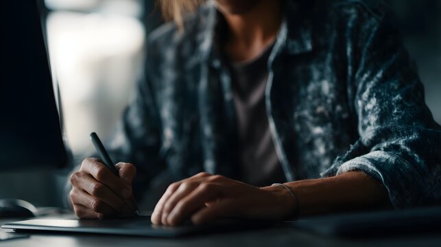 Graphic designer working on product branding mockup