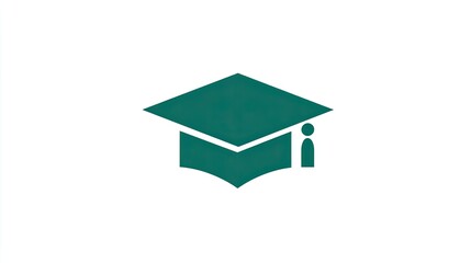 Teal Graduation Cap Icon on White Background