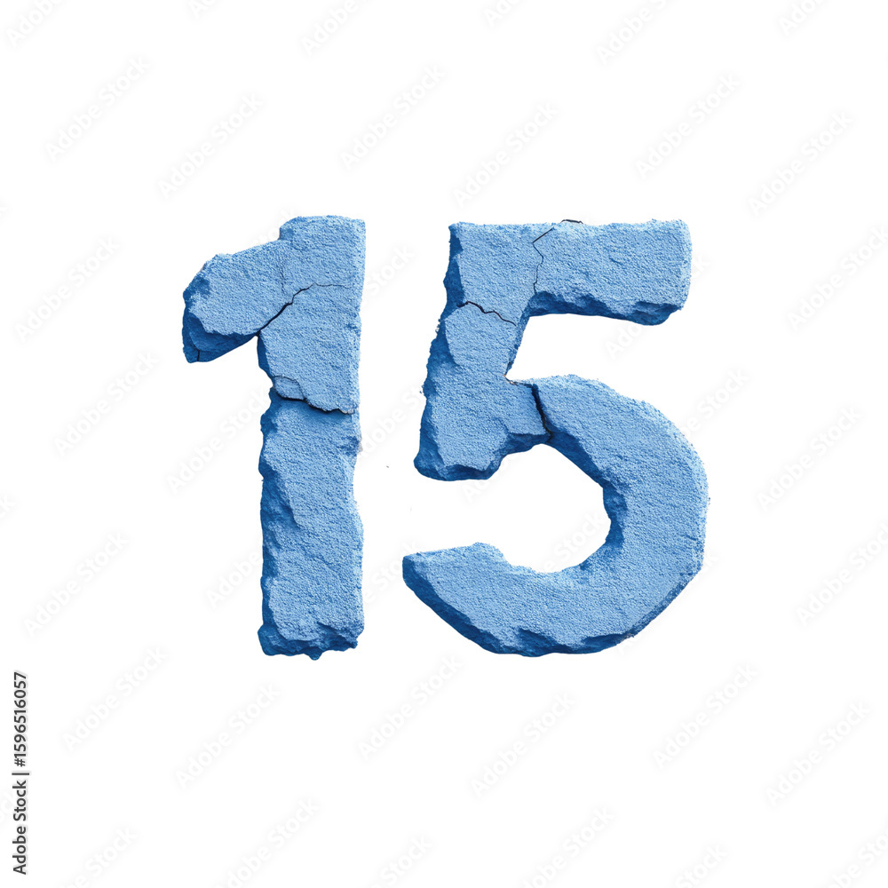 Poster blue number fifteen in textured style with a soft artistic appearance ideal for background or graphi