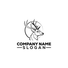 Deer with Antlers in Mountain Landscape Logo
